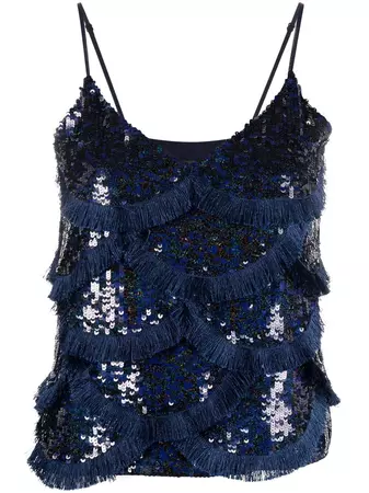 Shop Pinko fringed sequinned camisole with Express Delivery - FARFETCH