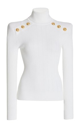 Button-Detailed Knit Turtleneck Sweater By Balmain | Moda Operandi