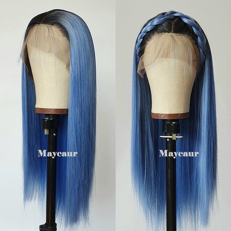 Black/Pink/blue Long Straight Hair Synthetic Lace Front Wig Heat Resistant Hair With Baby Hair | Wish
