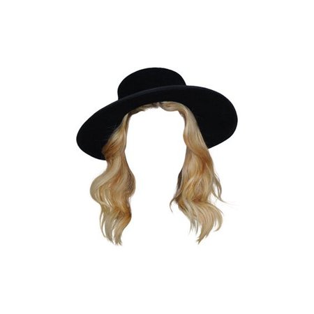 Short Blonde Hair with Black Wide Brim Hat
