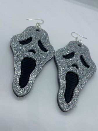 Ghost Face Glitter Earrings Halloween Resin Ghost Head | Etsy