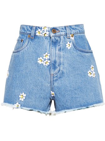 Miu Miu Embroidered Floral Shorts - Farfetch