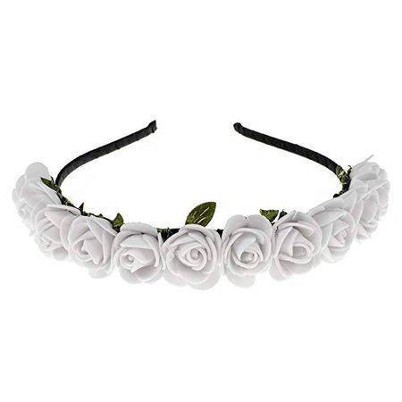 Amazon.com: Love Sweety Boho Floral Crown Rose Flower Headband Hair Wreath (Blue): Clothing