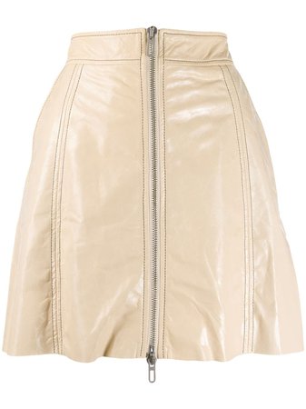 Drome Zipped Leather A-Line Skirt
