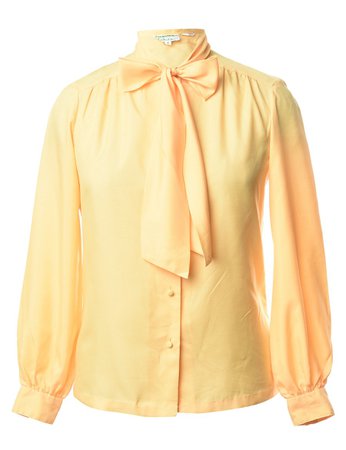 Women's 1970s Long Sleeved Blouse Yellow, M | Beyond Retro - E00616615