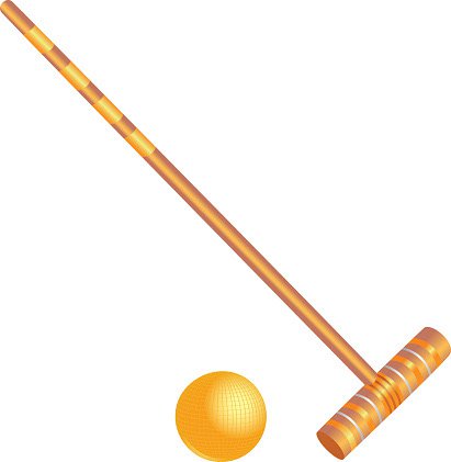 yellow croquet mallet