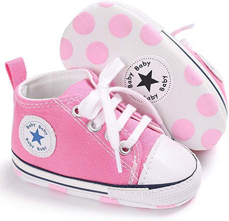 Amazon.com | Unisex Baby Girls Boys Canvas Shoes Soft Sole Toddler First Walker Infant Sneaker Newborn Crib Shoes(Pink, 6-12Month) | Sneakers