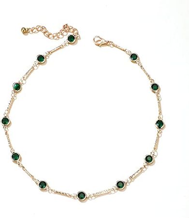 Amazon.com: Asphinien Bohemian Green Crystal Choker Necklace Tiny Emerald Station Chain Necklace Dainty Satellite Necklace Gorgeous Wedding Jewelry Gift for Women Teens Girls: Clothing, Shoes & Jewelry