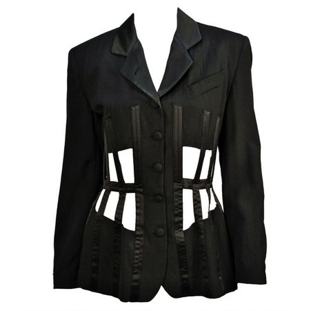 Preowned Jean Paul Gaultier Iconic 1989 Black Corset Cage Jacket