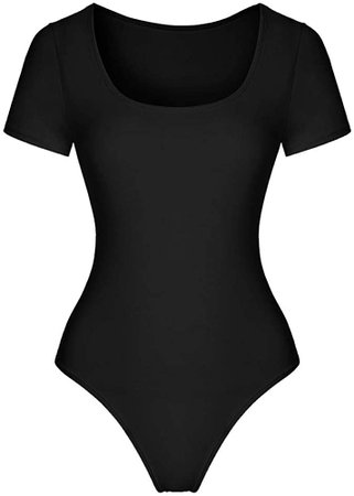 Amazon.com: Ylioge Women's Short Sleeve Outfits Casual Comfort Scoop Neck T-Shirts Basic Bodysuits Jumpsuit Black : Sports & Outdoors