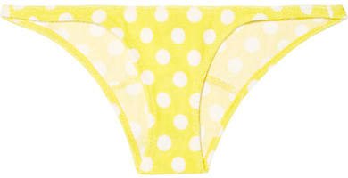 Yasmin Polka-dot Stretch-cotton Terry Bikini Briefs - Bright yellow