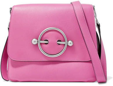 Disc Leather Shoulder Bag - Pink