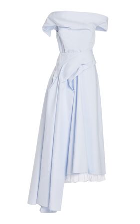 Off-The-Shoulder Draped Cotton Midi Dress By Rosie Assoulin | Moda Operandi