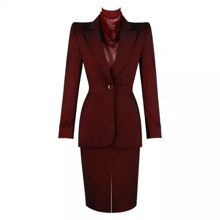 Givenchy Couture Alexander McQueen F/W 1998 Sheer Mock Neck Dress and Blazer Suit For Sale at 1stDibs