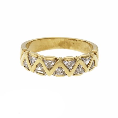 Triangle Diamond Wedding Band 18k Yellow Gold Ring - petersuchyjewelers