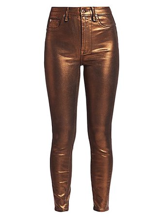 7 For All Mankind Metallic High-Rise Ankle Skinny Jeans on SALE | Saks OFF 5TH
