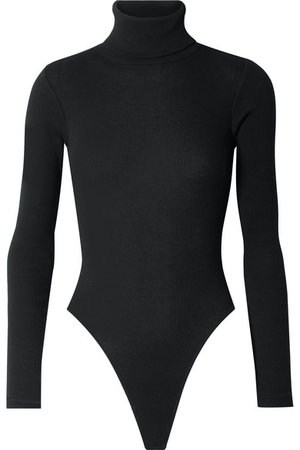 RE/DONE | Ribbed stretch-cotton jersey turtleneck thong bodysuit | NET-A-PORTER.COM
