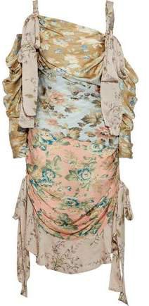 Unbridled Elixir Cold-shoulder Floral-print Silk Crepe De Chine Dress