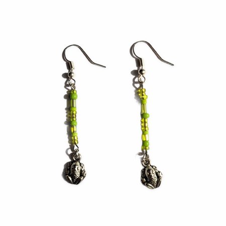 green frog earrings 🐸 -earrings are about ~3"... - Depop