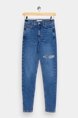 Mid Blue Thigh Ripped Jamie Skinny Jeans | Topshop