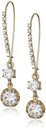 Betsey Johnson "All That Glitters" Gold Crystal Long Drop Earrings: Clothing