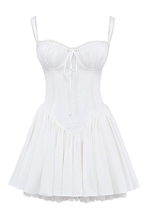 Clothing : Mini Dresses : 'Pietra' White Corset Mini Dress
