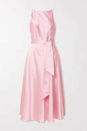 Harmur HARMUR - The Audrey Silk-satin Wrap Dress - Pastel pink