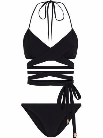 Shop Dolce & Gabbana crossover strap tie-detail bikini with Express Delivery - FARFETCH