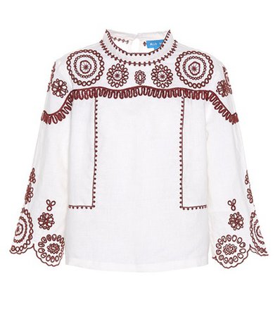 Edelson embroidered cotton top