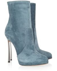 Casadei Metalheel Suede Ankle Boots in Teal (Blue) - Lyst
