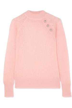 Balmain Button-embellished ribbed mohair-blend sweater