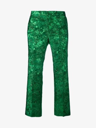 gucci green floral jacquard trousers m