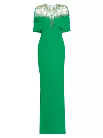 Shop Pamella Roland Embellished Crepe & Tulle Gown | Saks Fifth Avenue