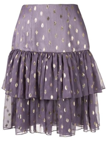 Bambah Ruffle Polka Dot Mini Skirt PFBMPF19071 Purple | Farfetch