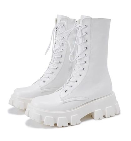white combat boots