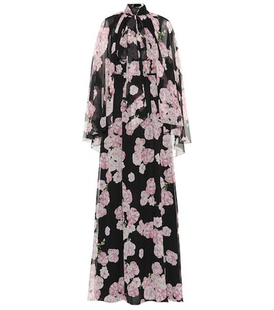 Floral-printed silk maxi dress