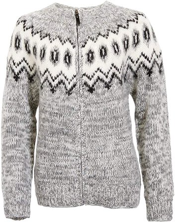 ICEWEAR Hulda 100% Icelandic wool hand knitted Jumper with Zipper at Amazon Women’s Clothing store