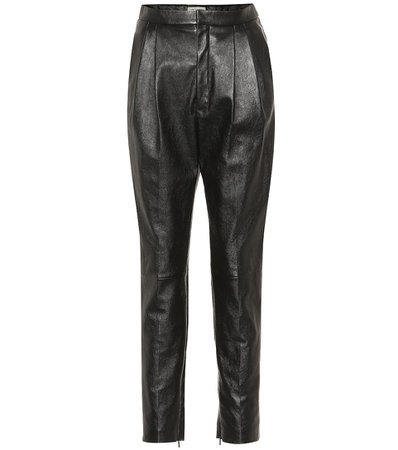 Saint Laurent - High-rise leather straight pants | Mytheresa