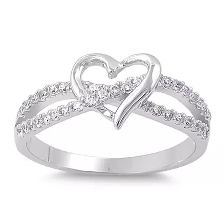 CHOOSE YOUR COLOR Heart Love Dating Clear CZ Promise Ring 925 Sterling Silver Band White Female Size 8 - Walmart.com