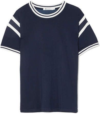 Striped Stretch-jersey T-shirt - Navy