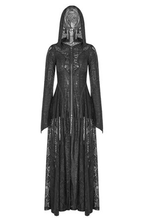 Darkmoon Long Lace Gothic Coat by Punk Rave | Ladies Gothic