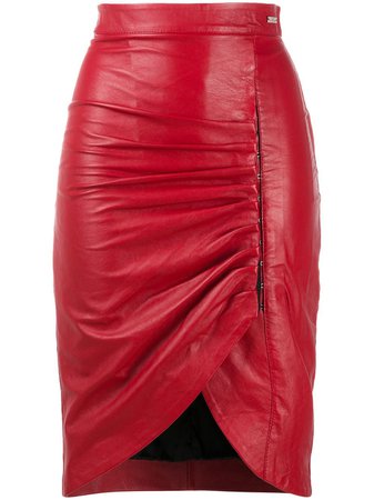 John Richmond fitted ruched leather skirt - FARFETCH