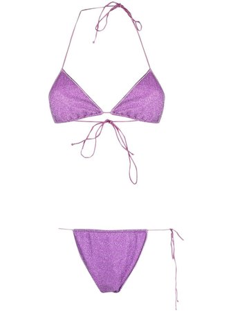 Oséree glitter lurex bikini set purple & metallic LTS216 - Farfetch