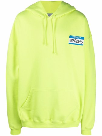 Shop VETEMENTS name tag logo hoodie with Express Delivery - FARFETCH