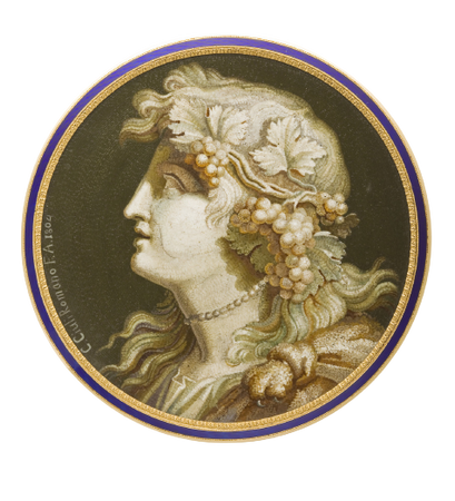 Snuffbox with Head of Bacchus, Micromosaic 1804, box 1809-1819, by Clemente Ciuli,