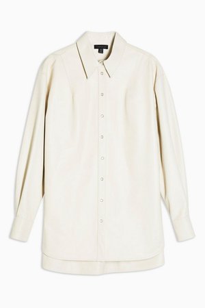 IDOL White Oversized Leather Shirt | Topshop