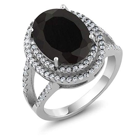 Amazon.com: 925 Sterling Silver Black Onyx Women's Cocktail Ring 6.44 Ctw 14x10mm Oval (Available 5, 6, 7, 8, 9): Jewelry