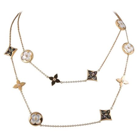 Louis Vuitton Diamond & Mother of Pearl 18k Gold Necklace