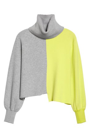 Alice + Olivia Spencer Asymmetrical Colorblock Turtleneck Sweater | Nordstrom