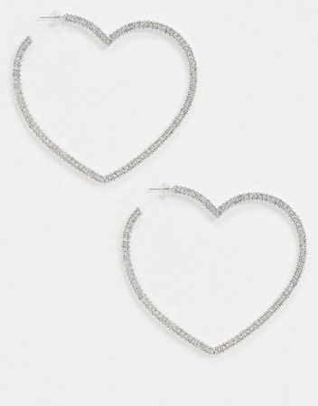 Image Gang embellished crystal oversized heart earrings in rhodium silver | ASOS